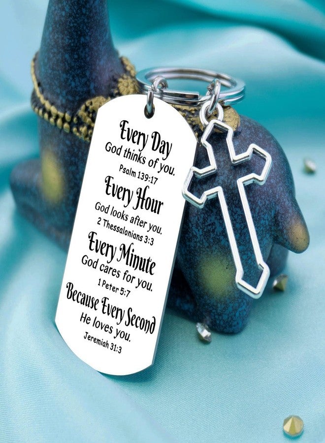 Aisity Christian Gifts for Women Men Cross Christian Keychain for Teen Boys Girls Faith Religious Baptism Gifts for Women Men Catholic Bible Verse Keychain for Birthday Chirstmas Stocking Stuffers - Image 4
